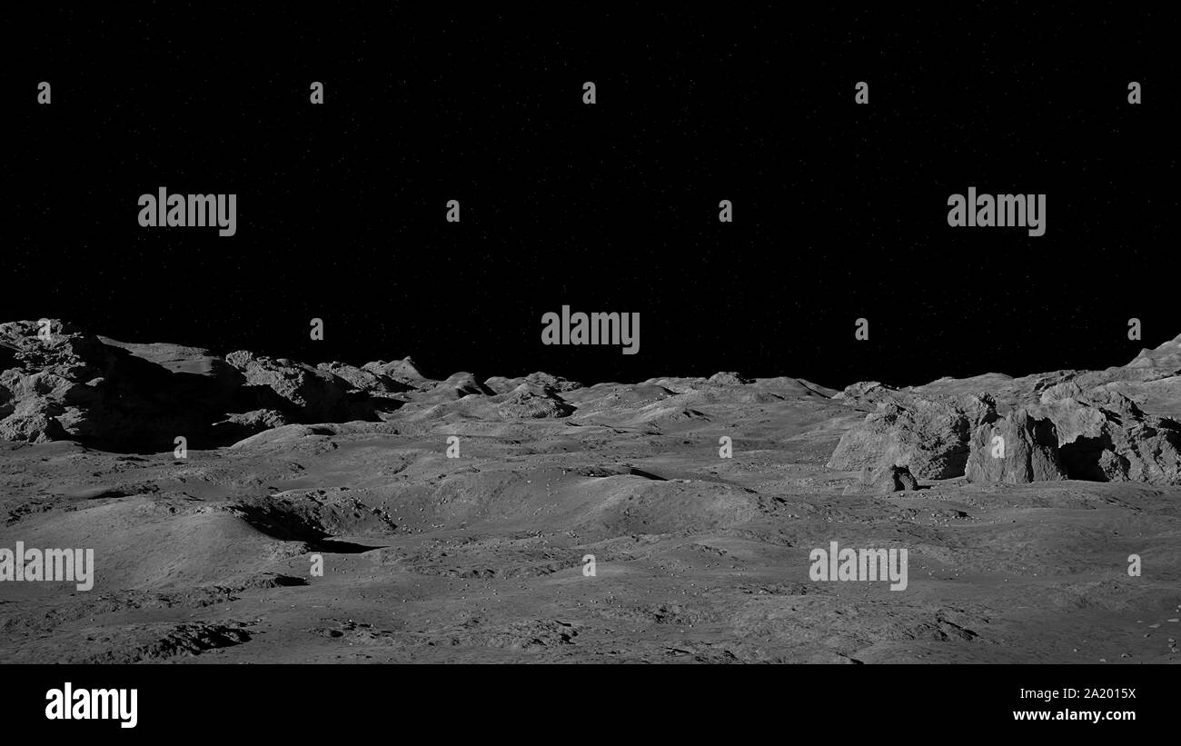La superficie della luna, paesaggio lunare Foto Stock