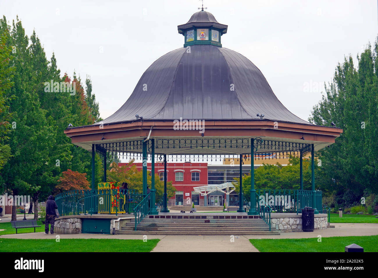 Il Bandstand nel Memorial il Parco della Pace, Maple Ridge, British Columbia, Canada. Foto Stock