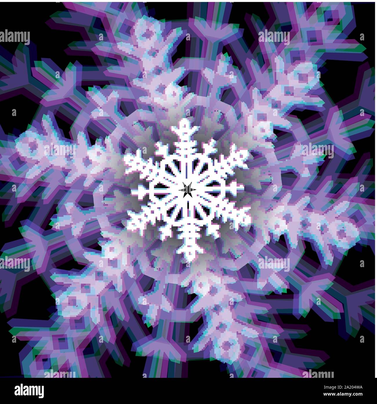 Natale segno del fiocco di neve con aberrazioni Illustrazione Vettoriale