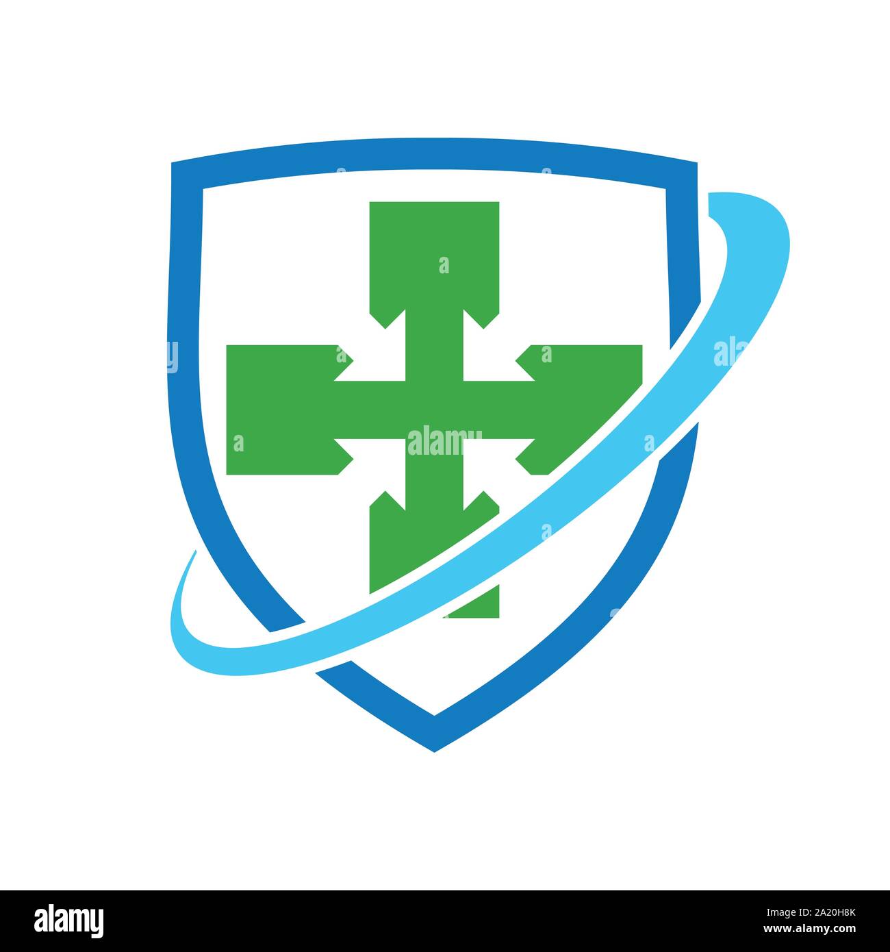 Croce sano scudo di protezione simbolo vettore Logo grafico del modello di progettazione Illustrazione Vettoriale