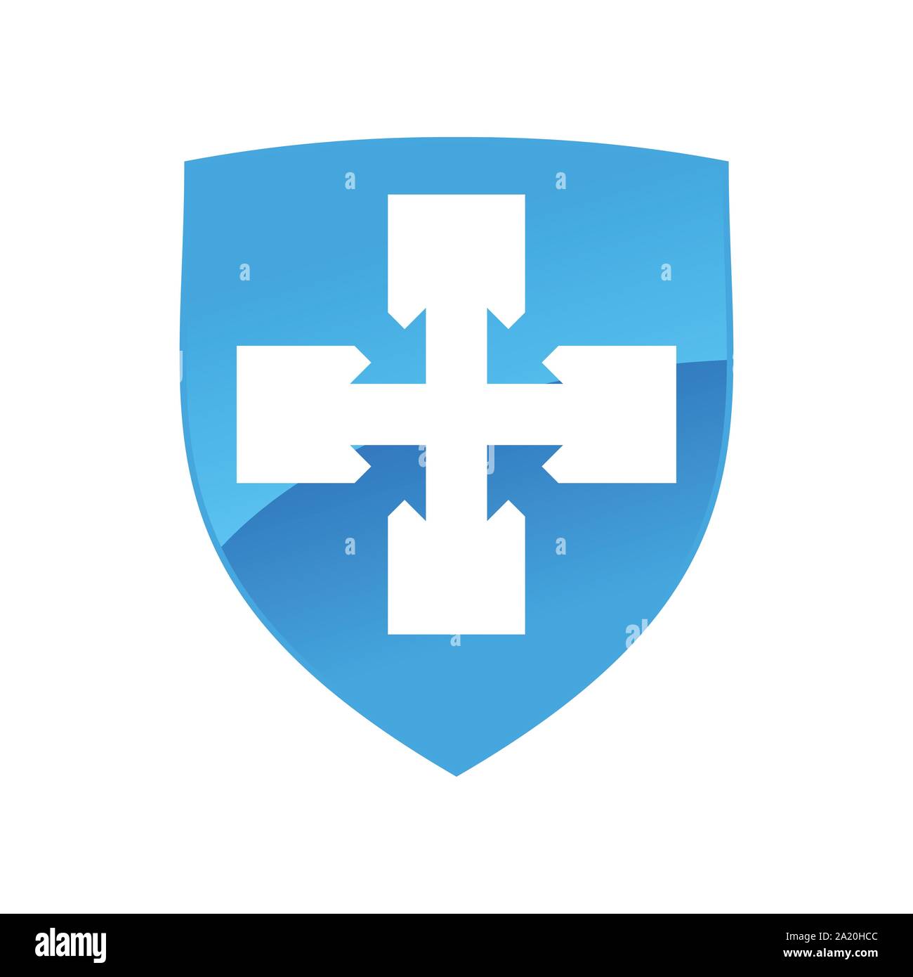 Pulita e sana scudo blu Croce simbolo vettore Logo grafico del modello di progettazione Illustrazione Vettoriale