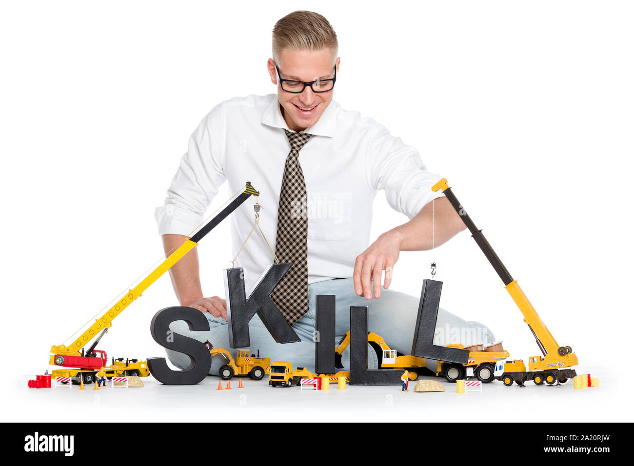 Sviluppo delle competenze: Imprenditore edificio abilità-parola. Foto Stock