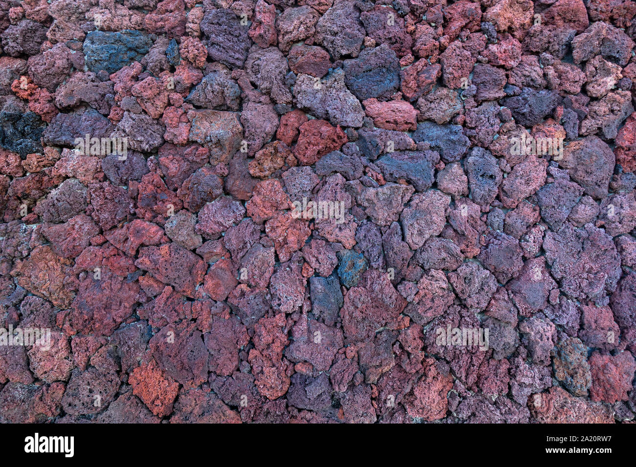 Dettaglio di un muro fatto di pietre di lava Foto Stock