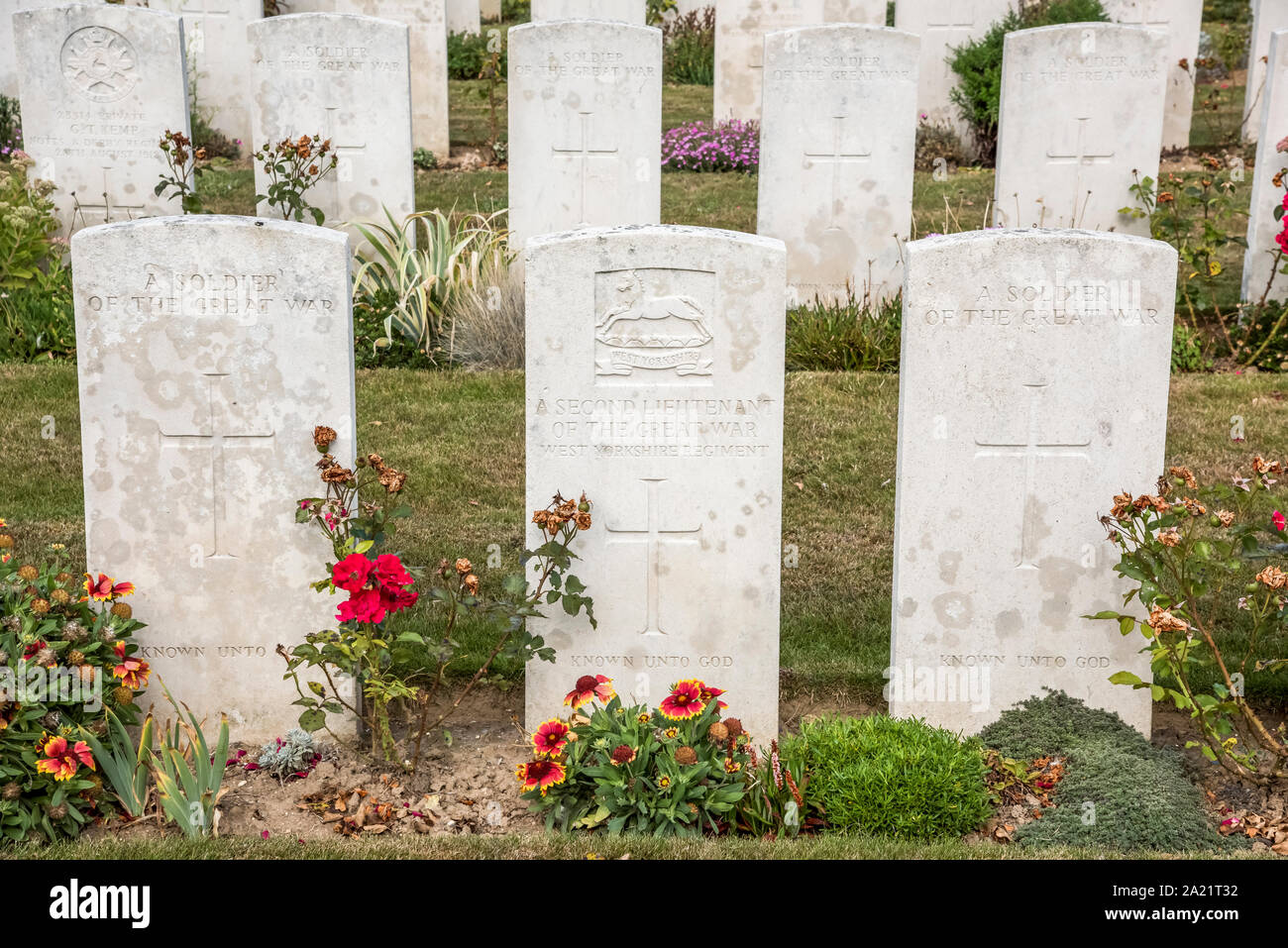 Il frutteto CWGC Cimitero Dump con vittime in gran parte dalla battaglia di Arras in 1917 Foto Stock