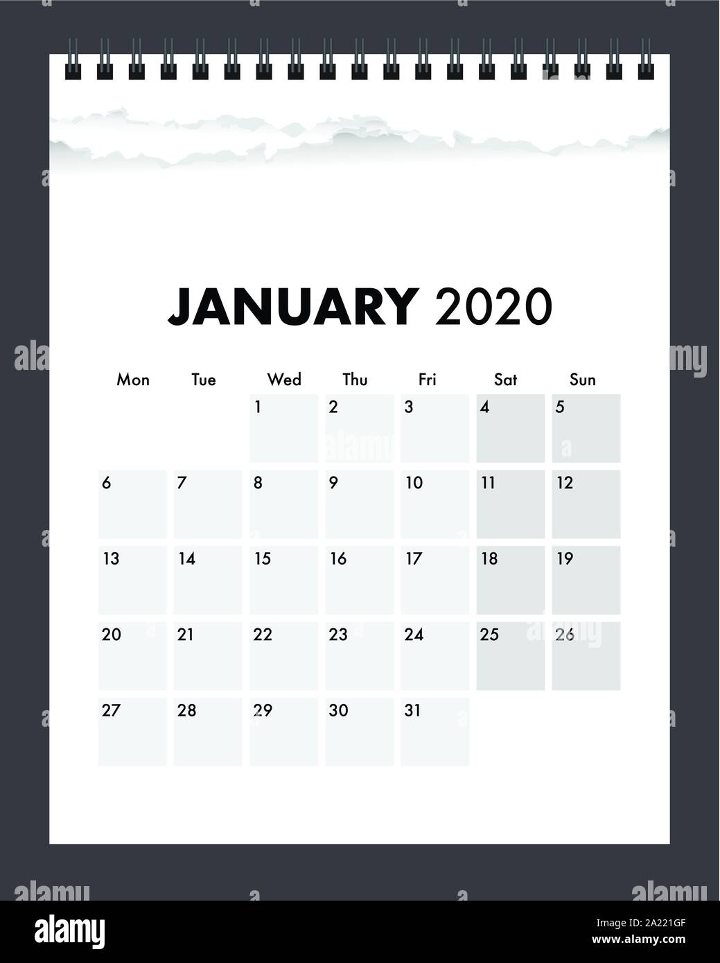 Un 2020 strappato carta del calendario Illustrazione Vettoriale