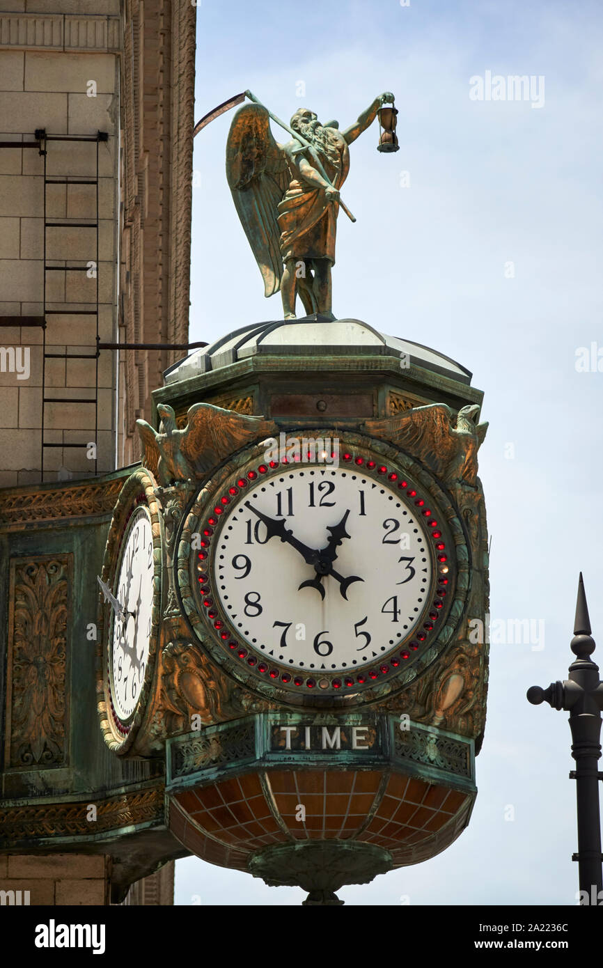 Chicagos padre orologio tempo gioiellieri edificio display ornati di chicago, illinois, Stati Uniti d'America Foto Stock