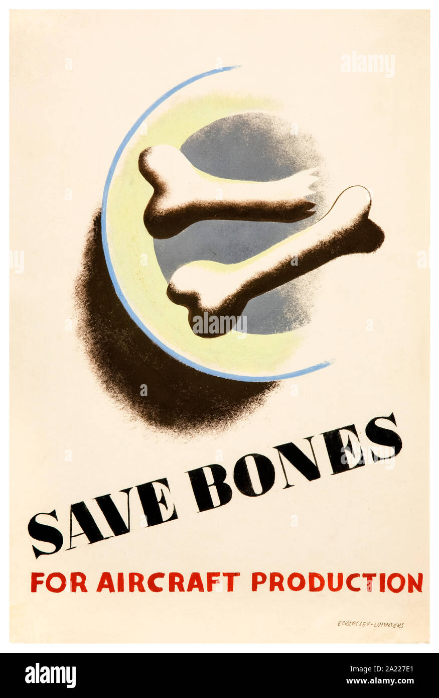 British, WW2, recupero, salvare le ossa per la produzione di aeromobili, (piastra di ossa), poster, 1939-1946 Foto Stock