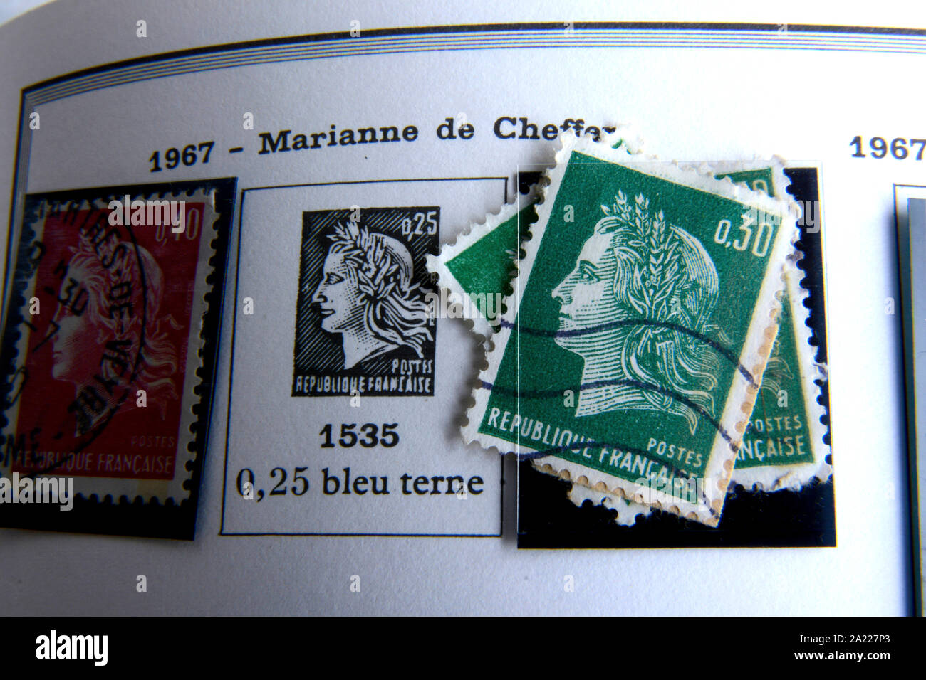 Vecchi francobolli francese Foto Stock