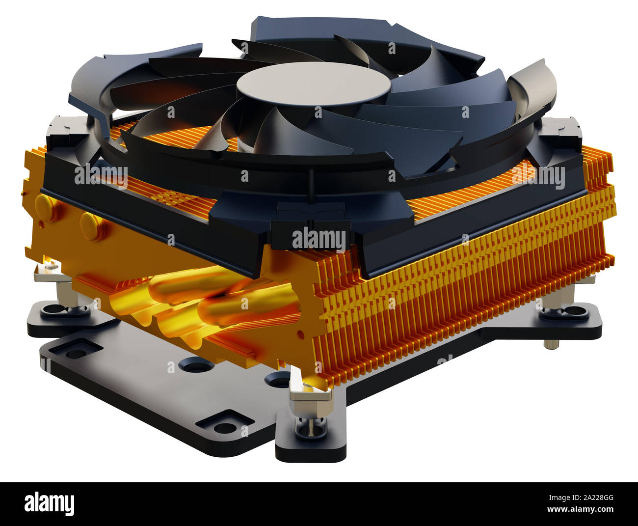 Ventola del computer isolati su sfondo bianco. Il rendering 3D. Foto Stock