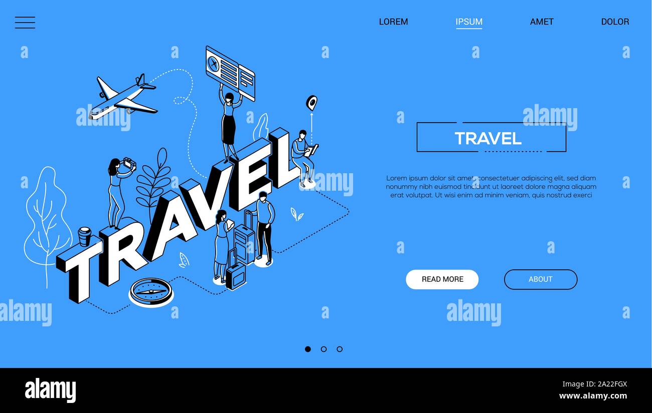 Agenzia di viaggio concettuale di landing page template vettoriale Illustrazione Vettoriale