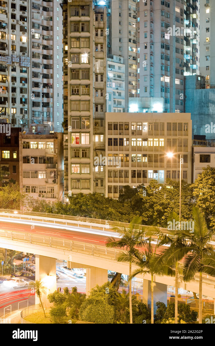 Superiore di Albert Road e sullo skyline di appartamento residenziale edifici di Chung Wan (distretto centrale), Isola di Hong Kong, Hong Kong, Cina, Asia Foto Stock