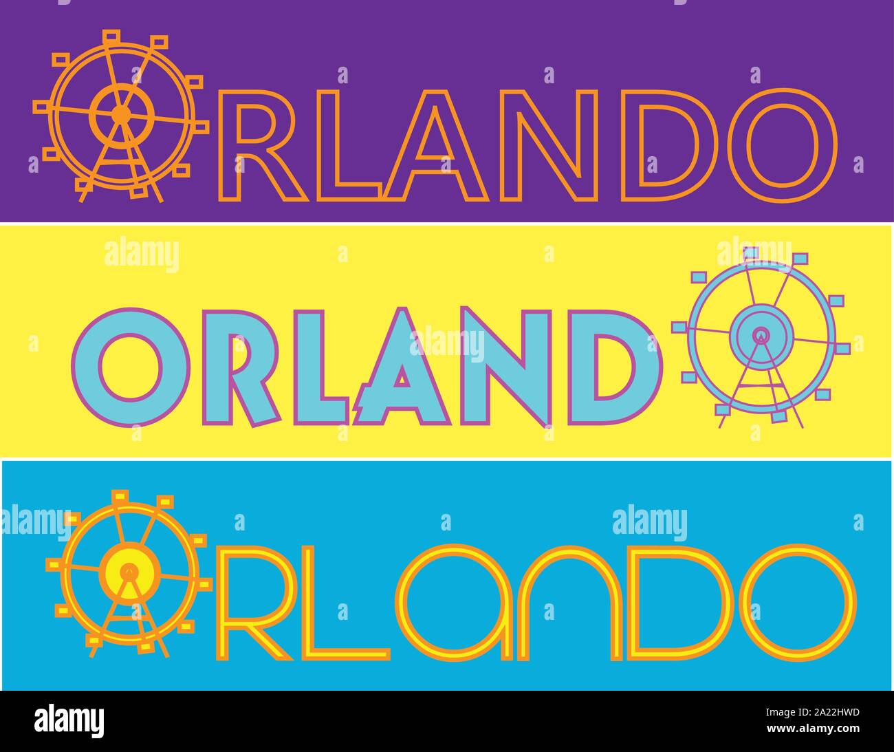 Orlando tipografia, attrazioni graphics, vettori Illustrazione Vettoriale