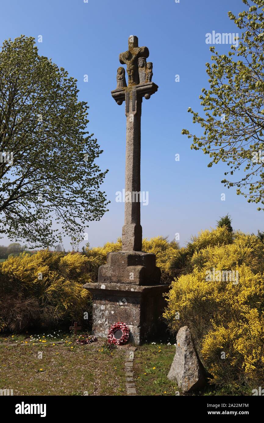 Breton Dolmen monumento all'attacco di gas francese vicino a Ypres / Ieper Fiandre Foto Stock