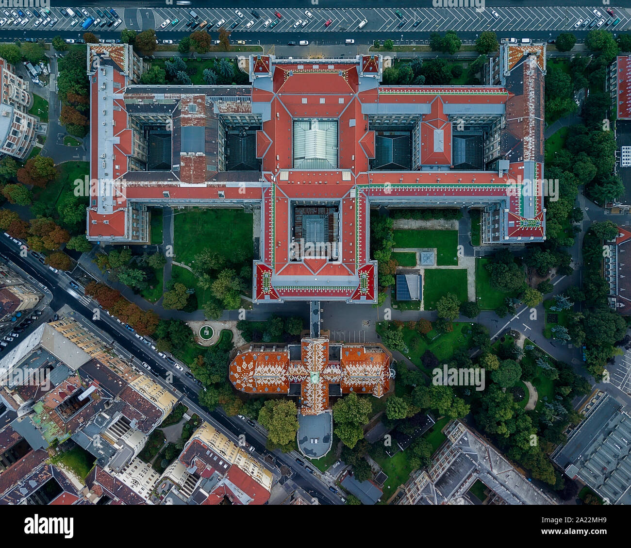 Il vecchio edificio storico di Budapest, Ungheria. Muegyetem Foto Stock