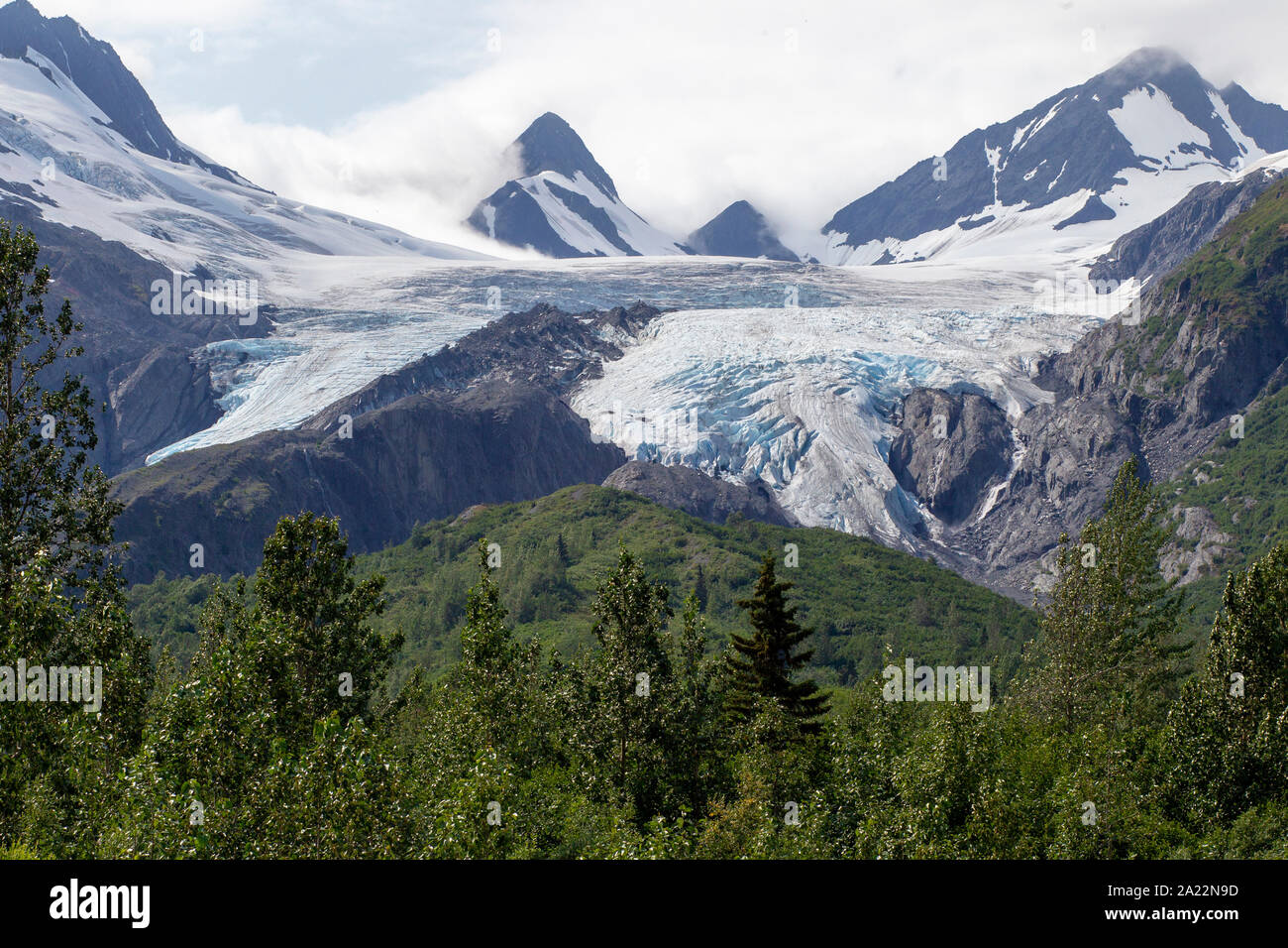 Worthington Glacier negli Stati Uniti stato dell'Alaska. Situato sulla Richardson autostrada est di Valdez, elencato come un naturale nazionale di riferimento. Foto Stock