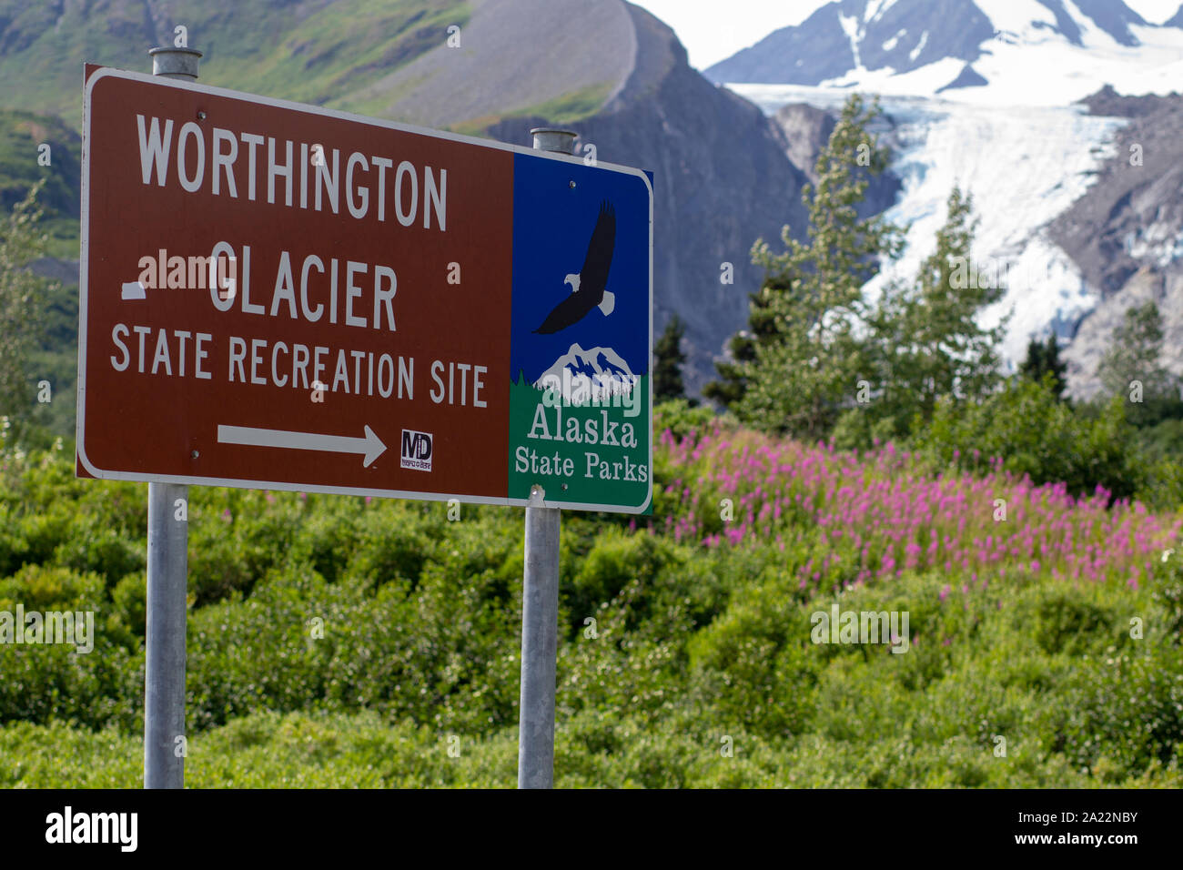 Worthington Glacier negli Stati Uniti stato dell'Alaska. Situato sulla Richardson autostrada est di Valdez, elencato come un naturale nazionale di riferimento. Foto Stock