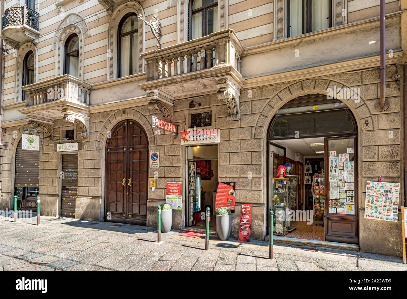 Un sandwich e panini shop in Via Palazzo di Città di Torino , Italia Foto Stock