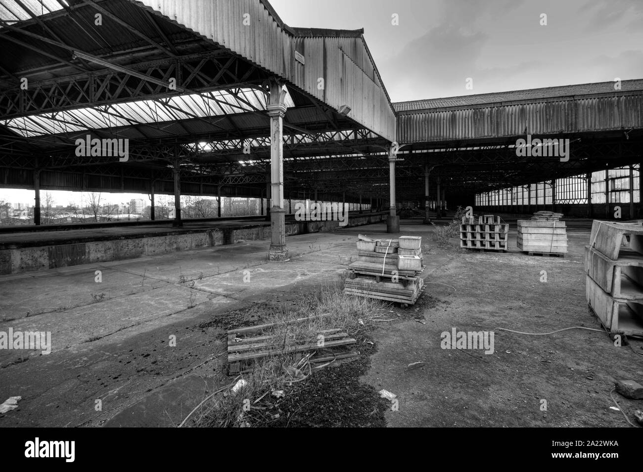 Stazione abbandonati, Mayfield Stazione, accanto alla stazione di Piccadilly, Mayfield Street, Manchester, Regno Unito Foto Stock