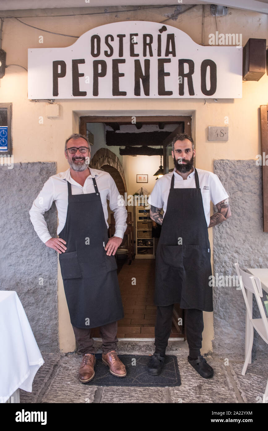 I proprietari di Osteria Pepe Nero Foto Stock