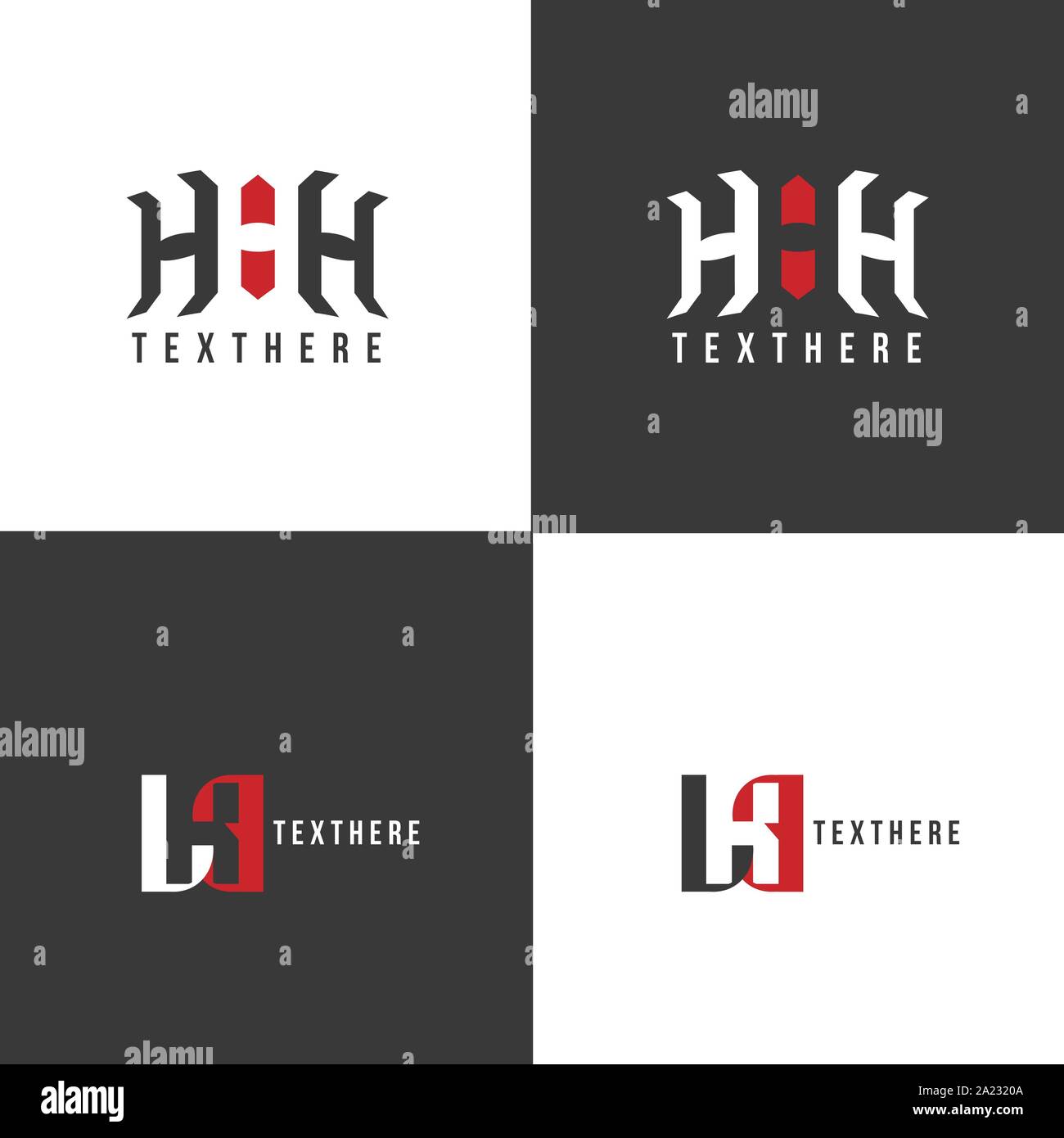Logo di tre lettere H. HHH iniziali, icona del modello di progettazione. Elegante emblema del vettore per il design. Bianco nero versione. Illustrazione Vettoriale