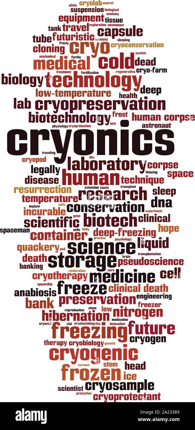Cryonics parola concetto di cloud computing. Collage fatto di parole circa cryonics. Illustrazione Vettoriale Illustrazione Vettoriale