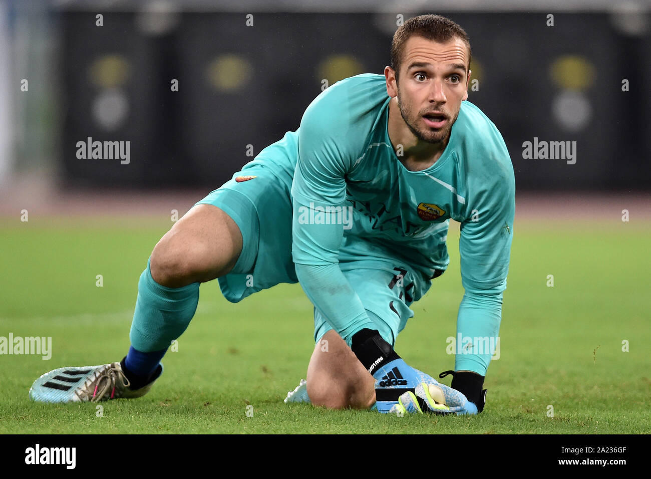 Pau Lopez di come Roma Roma 11/08/2019 Stadio Stadio Olimpico calcio amichevole pre stagione 2019/2020 come Roma - Real Madrid Mabel verde Troph Cup Foto Stock