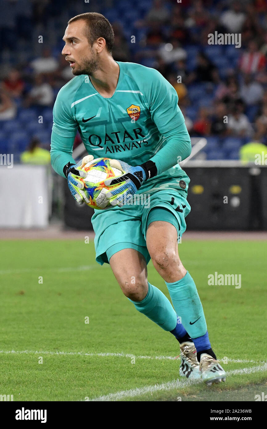 Pau Lopez di come Roma Roma 11/08/2019 Stadio Stadio Olimpico calcio amichevole pre stagione 2019/2020 come Roma - Real Madrid Mabel verde Troph Cup Foto Stock