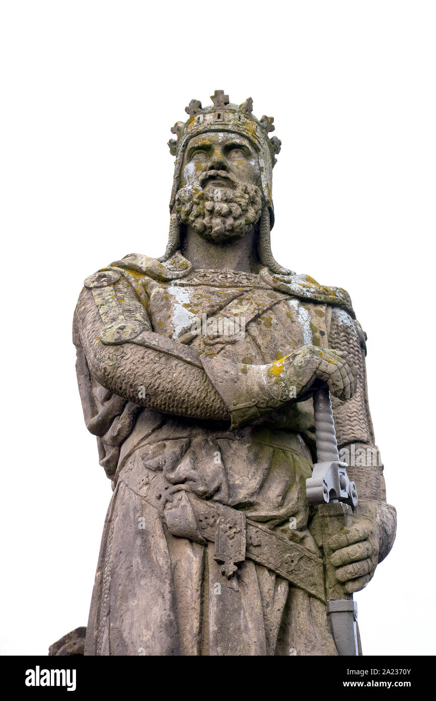 Statua di Re Roberto Bruce di Scozia al Castello di Stirling Foto Stock