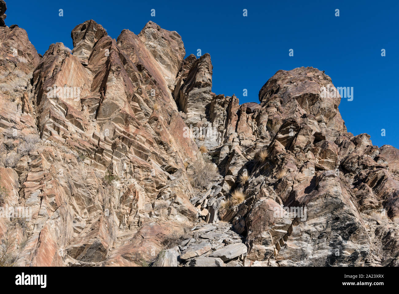 Affioramenti di Andreas Canyon, uno dei tre Indian Canyon di proprietà e gestito da Agua Caliente banda di indiani Cahuilla, al di sotto di Palm Springs, California Foto Stock