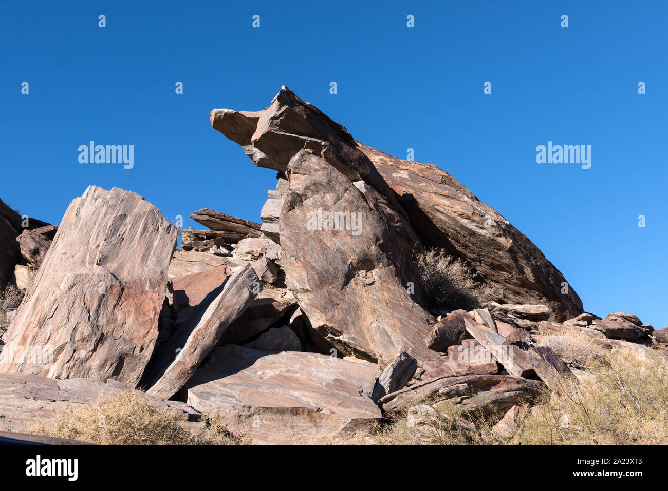 Affioramenti di Andreas Canyon, uno dei tre Indian Canyon di proprietà e gestito da Agua Caliente banda di indiani Cahuilla, al di sotto di Palm Springs, California Foto Stock