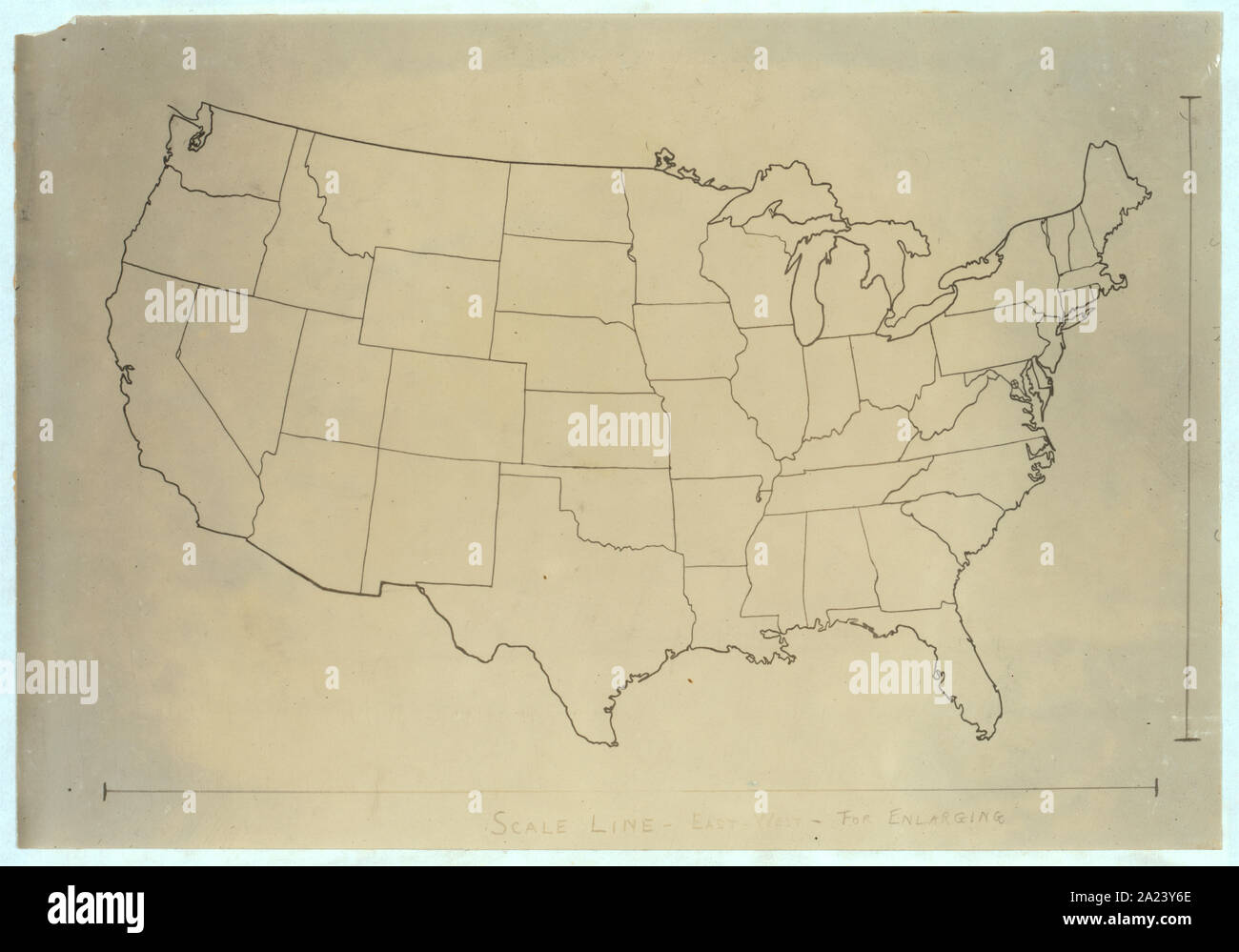 Mappa di contorno degli Stati Uniti. Foto Stock