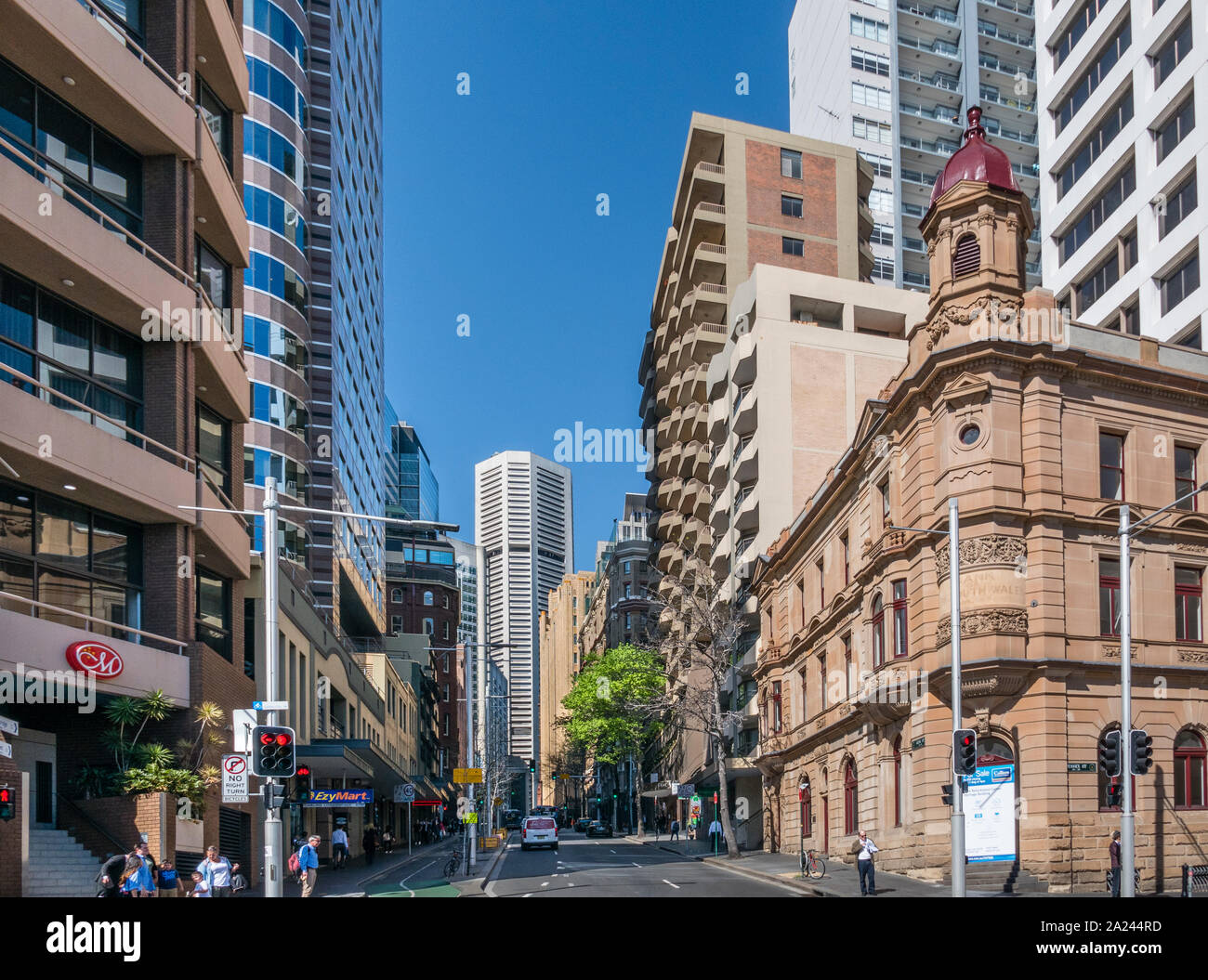Vista di King Street a Sydney CBD, Nuovo Galles del Sud, Australia Foto Stock