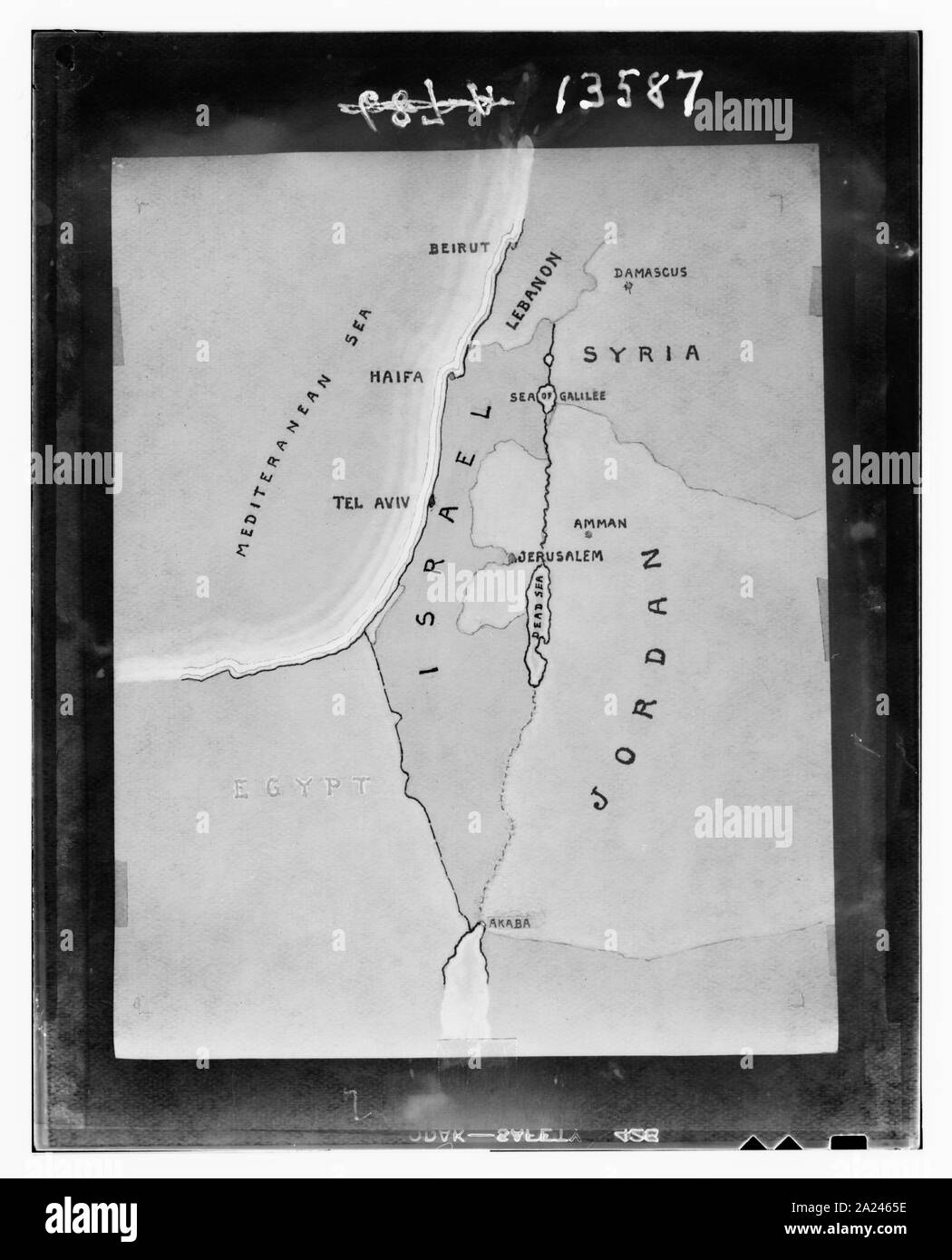 Palestina e Israele soggetti di 1953. Israele e Giordania mappa come nel 1953 Foto Stock