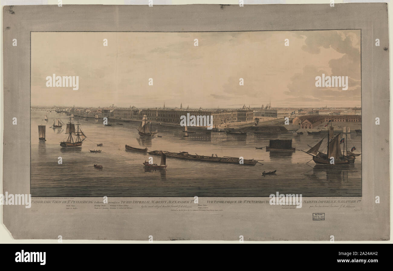 Vista panoramica di San Pietroburgo, dedicato da il permesso di sua maestà imperiale Alexander 1st. dalla sua molto grato umile servo J.A. Atkinson / prelevato sul posto di J.A. Atkinson, dall'osservatorio dell'Accademia delle Scienze. Foto Stock