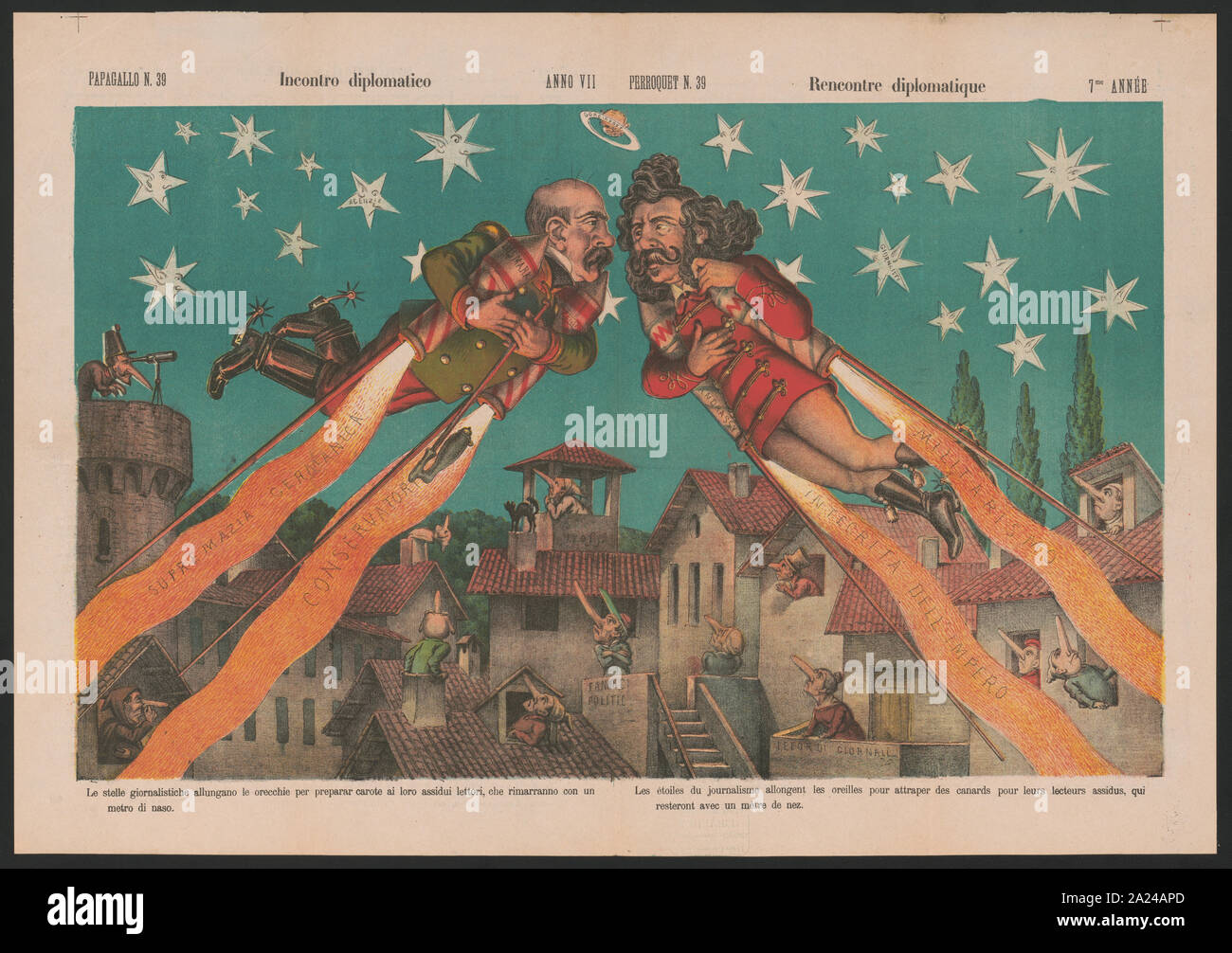 Papagallo n. 39 incontro diplomatico anno VII Perroquet n. 39 rencontre diplomatique 7 me annee Foto Stock