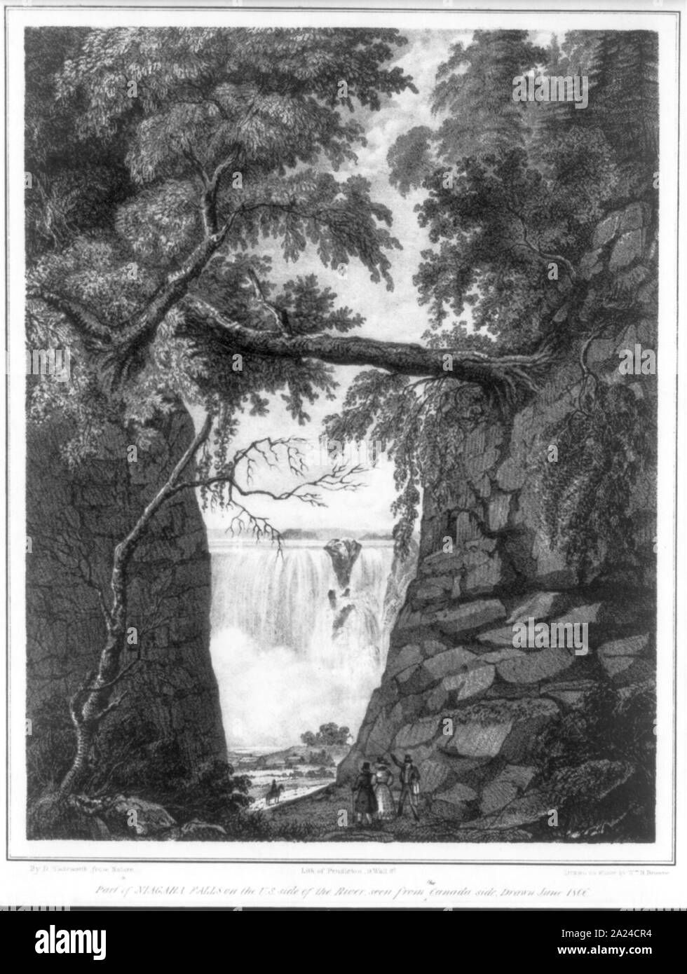 Parte di Niagara Falls da parte degli Stati Uniti del fiume, visto dal lato del Canada Foto Stock