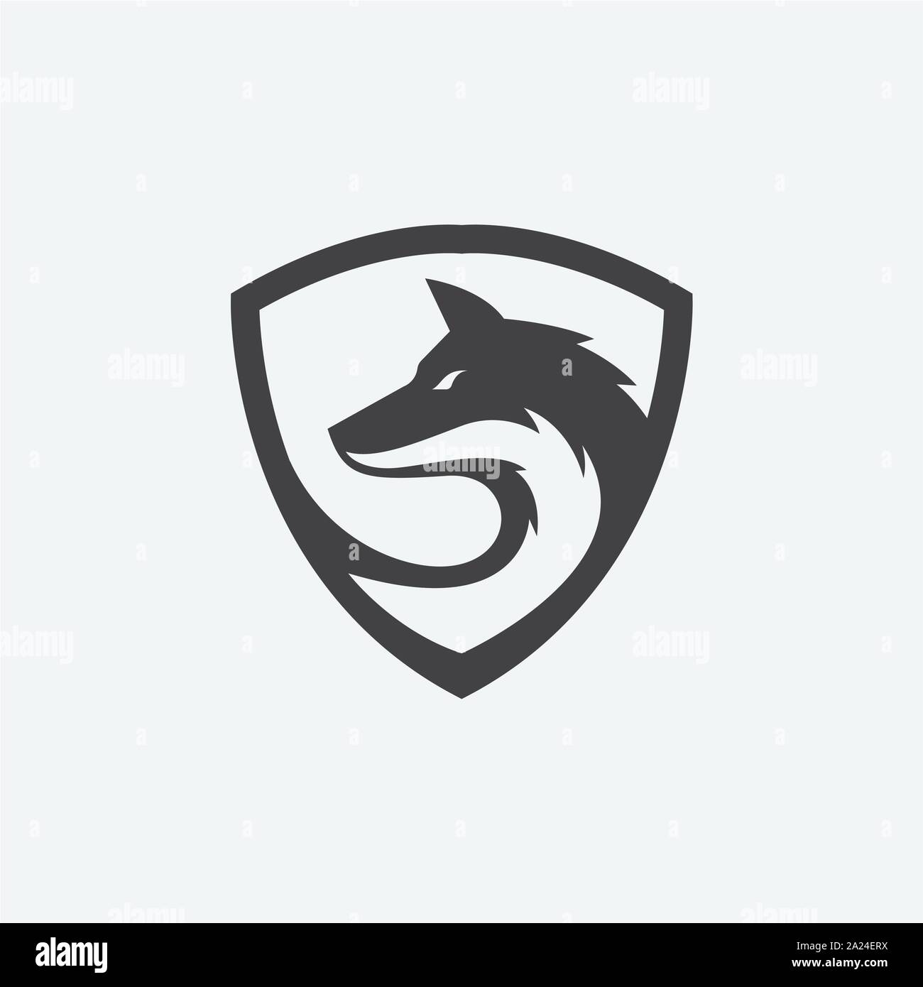 Icona di lupo vettore, wolf shield icona logo vettore, wolf icona sicuro, testa di lupo Illustrazione Vettoriale
