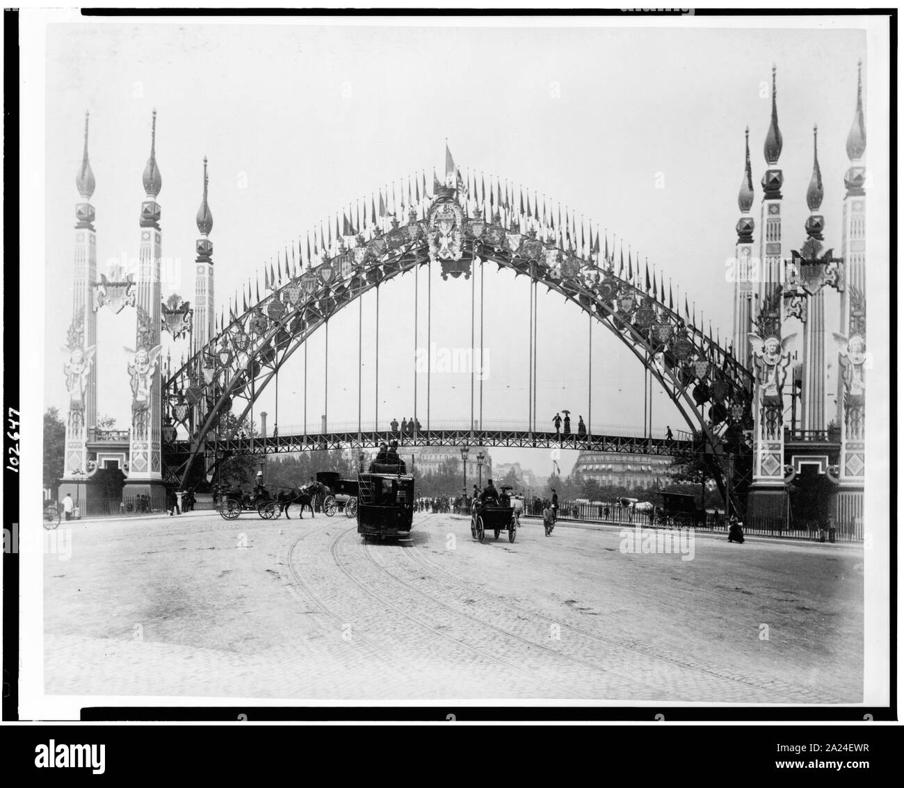 Passerelle de l'Alma sulla banchina d' Orsay, Esposizione di Parigi, 1889 Foto Stock
