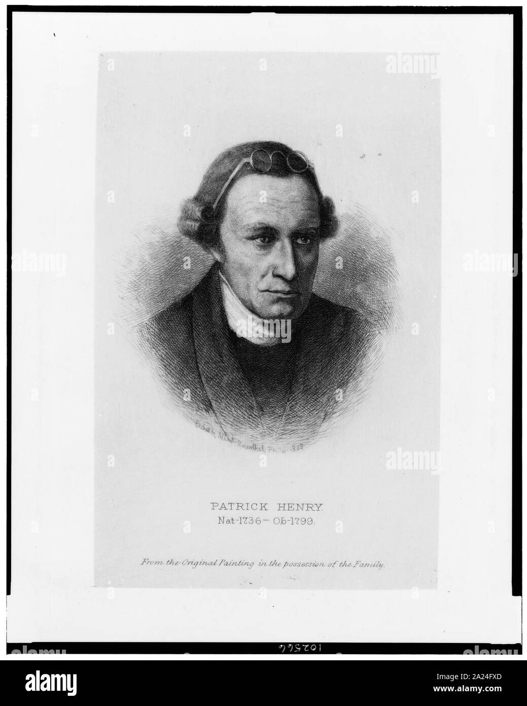 Patrick Henry, Nat 1736--Ob 1799; dal dipinto originale in possesso della famiglia / attaccato da Albert Rosenthal, Phila 1888. Foto Stock