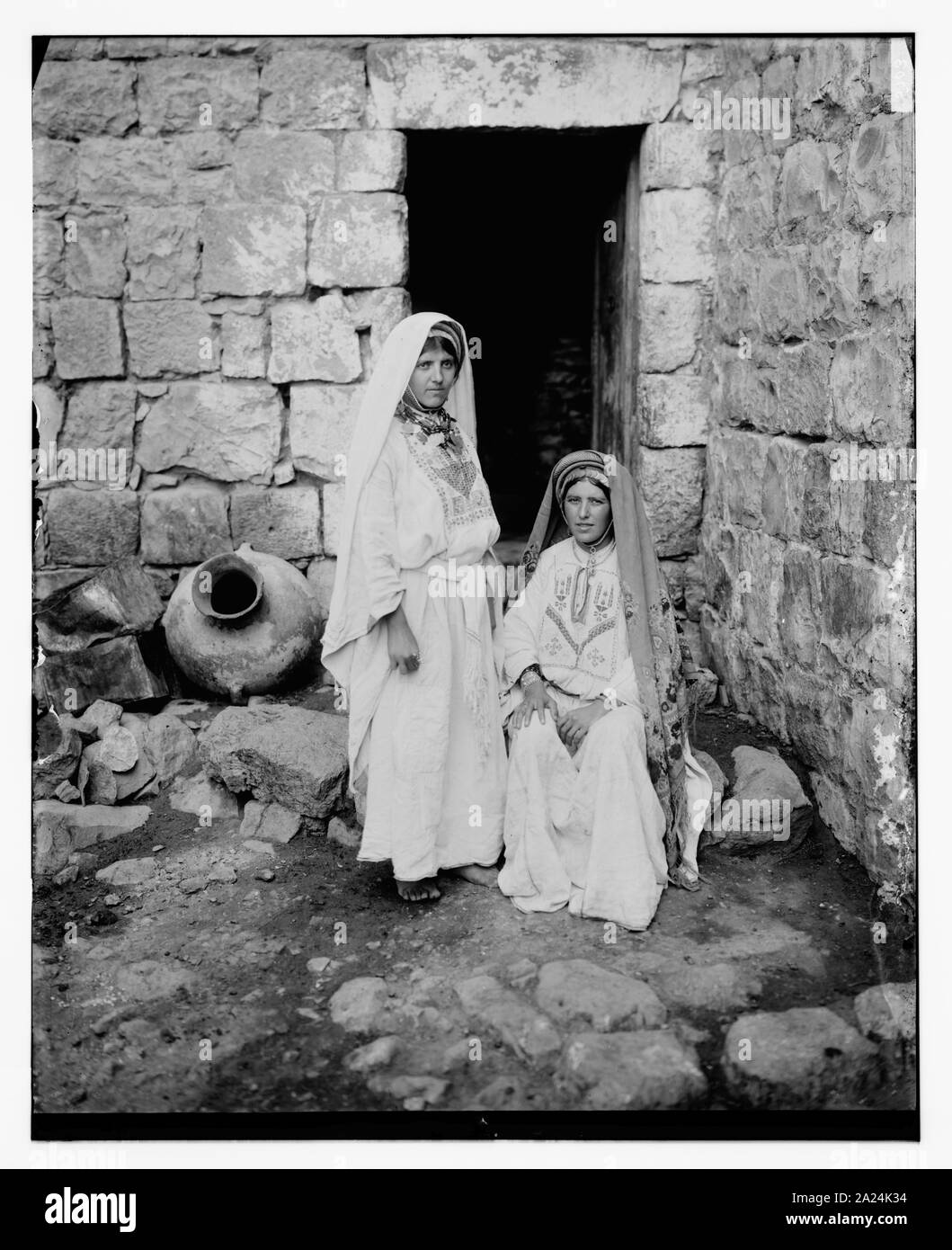 Un contadino palestinese donne di Ramalla cioè distretto di Ramallah Foto Stock