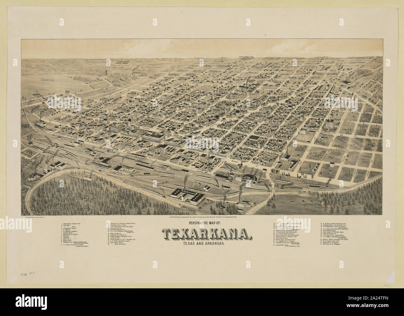 Mappa in prospettiva di Texarkana, Texas e Arkansas Foto Stock