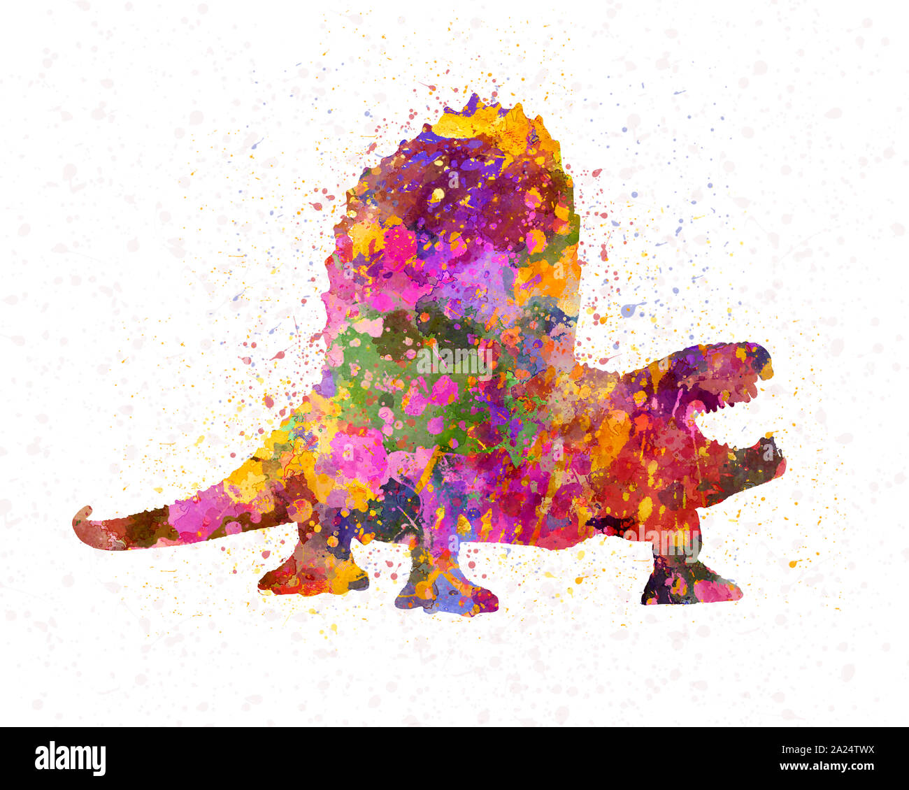 Dinosauro Dimetrodon ad acquerello Foto Stock