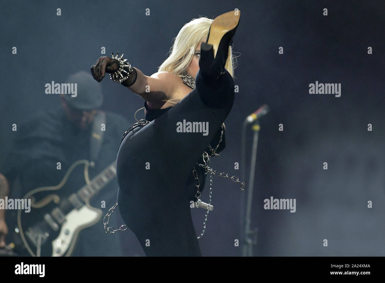 Rio de Janeiro, Brasile, 27 settembre 2019. Il cantante Bebe Rexha durante il suo Rock in Rio in concerto a Rio de Janeiro. Foto Stock