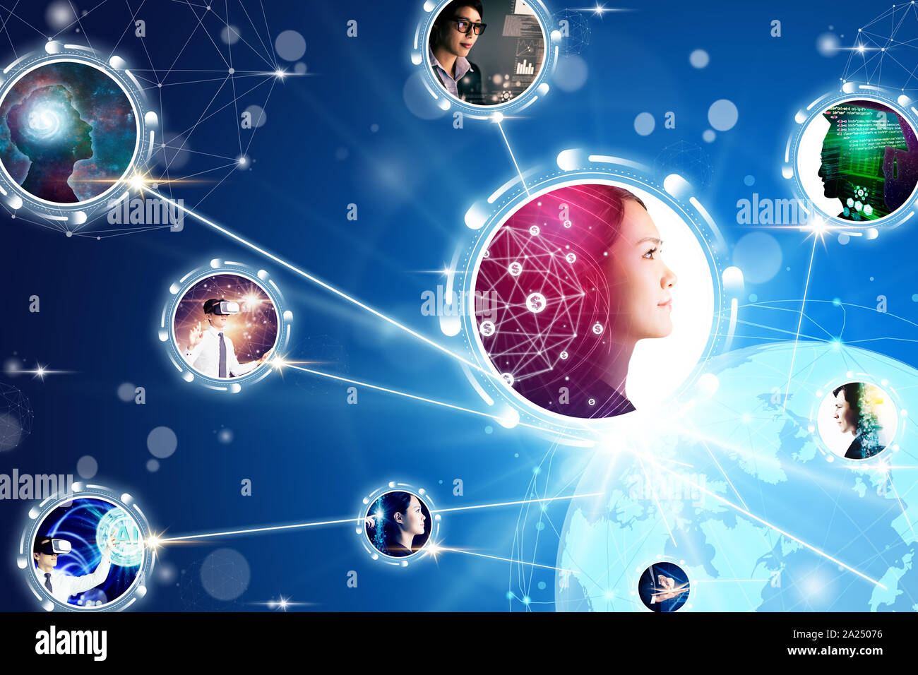 Comunicazione business globale e i concetti di tecnologia Foto Stock