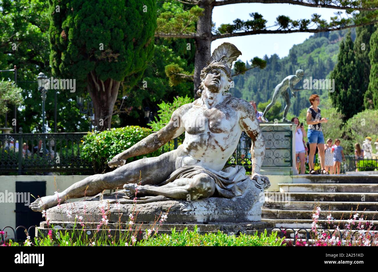 Feriti Achille statua,Palazzo Achilleion,Gastouri,l'isola di Corfù, isole Ionie, Grecia Foto Stock