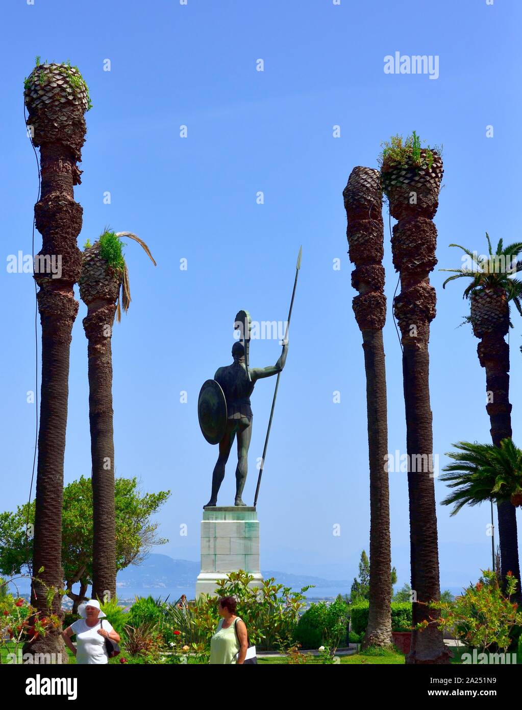 Statua di Achille,Palazzo Achilleion,Gastouri,l'isola di Corfù, isole Ionie, Grecia Foto Stock