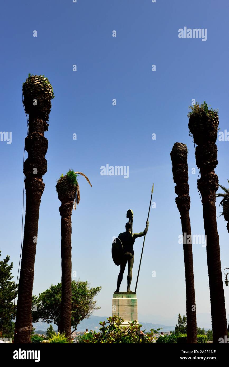 Statua di Achille ,Achilleion Palace,Gastouri,l'isola di Corfù, isole Ionie, Grecia Foto Stock