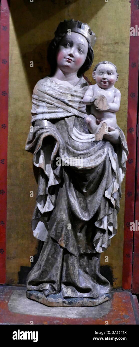 Dettaglio dalla tettoia pala, Gdansk, Polonia, 1430 AD. Pala d altare di legno dalla chiesa di Nostra Signora di Danzica Foto Stock