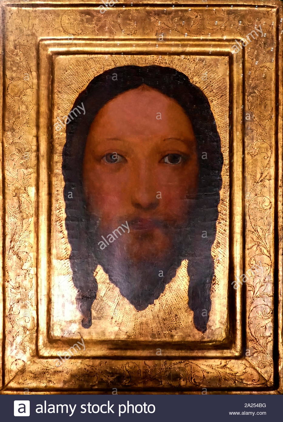 Vera icona (Santo Volto).calce pannello di legno, da Santa Maria Maddalena la Chiesa di Wroclaw, Polonia. Originariamente dalla Boemia o Slesia, ca. 1410 Foto Stock