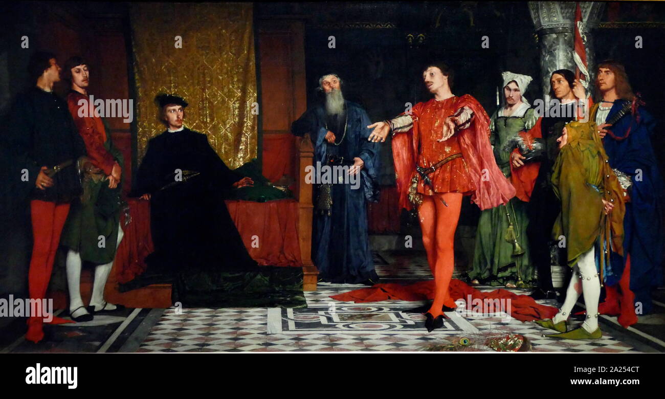 Gli attori nella parte anteriore del borgo, 1872-1875, da Wladyslaw Czachorski (1850-1911), artista polacco Foto Stock